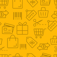 Thin line icons pattern, Shopping