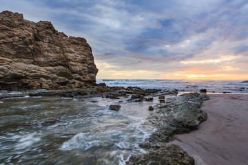 Big rock beach sunset long exposure