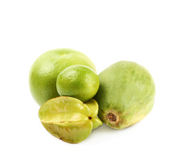 Pile of green fruits isolated