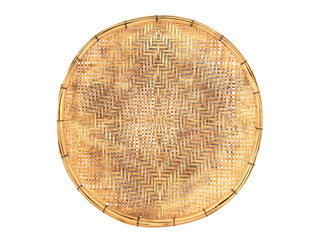Bamboo basket hand made isolated on white background. Woven from bamboo tray.Bamboo tray...