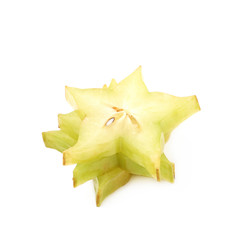 Fototapeta premium Pile of sliced carambola fruits isolated
