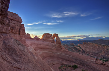 Delicate Arch at Sunrise in Arches National Park Near Moab, Utah