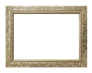 Antique gold frame isolated on white background, clipping path