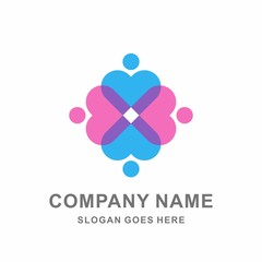 Love Heart Care Circle People Safety Protection Medical Pharmacy Business Company Stock Vector Logo Design Template