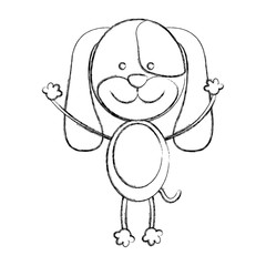monochrome blurred contour with male dog vector illustration