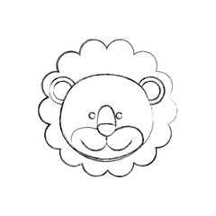 monochrome blurred contour with male lion head vector illustration