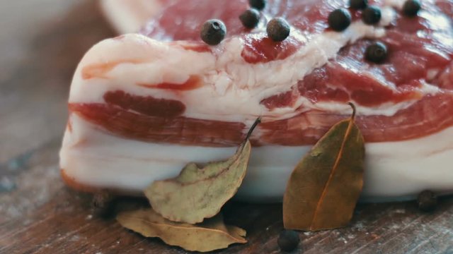 Fresh juicy piece of meat with bacon
