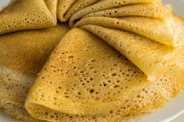 Stack of Thin Pancakes or Crepes