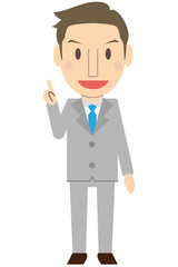 かわいい若い短髪ビジネスマン　さわやか　グレーのスーツ　ポイント