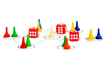 social network communication concept with red dice