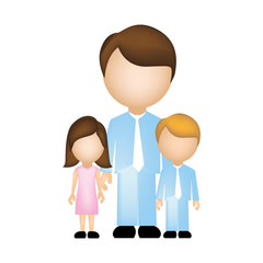 color silhouette faceless with father and children in formal clothes vector illustration