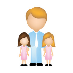 color silhouette with father and daughters faceless vector illustration