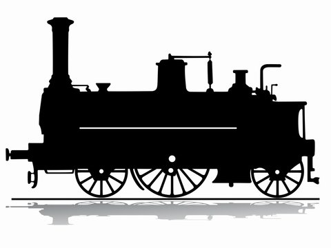silhouette steam locomotive, vector draw