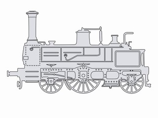 Fototapeta na wymiar silhouette steam locomotive, vector draw