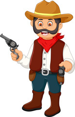 cute cowboy cartoon holding a gun