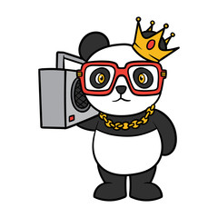 Fototapeta premium Cartoon Hip Hop Panda Vector Illustration