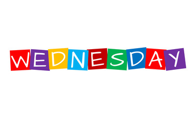 wednesday, text in colorful rotated squares