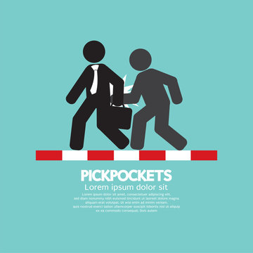Pickpocketer Steal Things From Bag Of Businessman On Street Black Symbol Vector Illustration