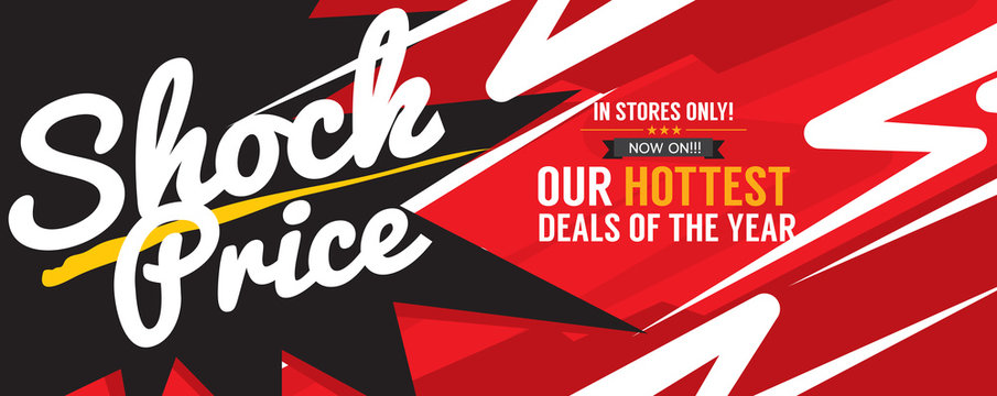 Shock Price Hottest Deal Promotion Sale Banner Vector Illustration