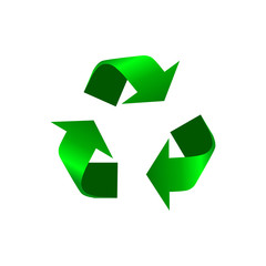 Green Recycle icon vector. Realistic recycle sign 