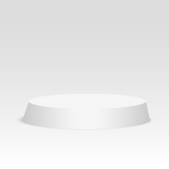 Blank template of white podium, scene. 3d illustration of blank template layout of white empty musical, theater, concert or entertainment stageVector illustration