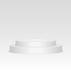 Blank template of white podium, scene. 3d illustration of blank template layout of white empty musical, theater, concert or entertainment stageVector illustration