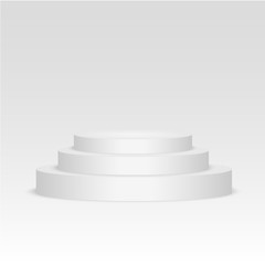 Blank template of white podium, scene. 3d illustration of blank template layout of white empty musical, theater, concert or entertainment stageVector illustration