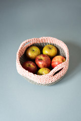 Apples in a Crocheted Woolen Basket