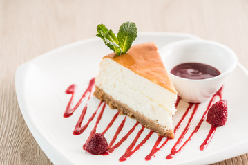 cheesecake with berry sauce