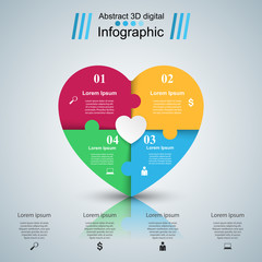 Abstract 3D digital illustration Infographic. Heart icon.