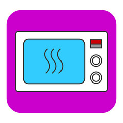 The microwave oven icon. This illustration shows a flat color icon for web applications.