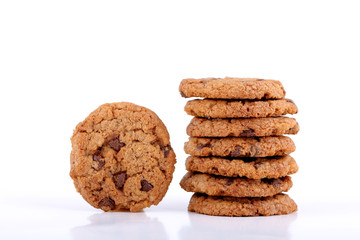 chocolate chip cookies on white