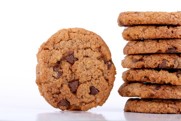 chocolate chip cookies on white