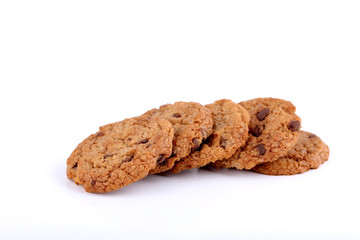 chocolate chip cookies on white