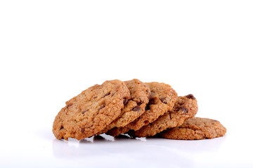 chocolate chip cookies on white