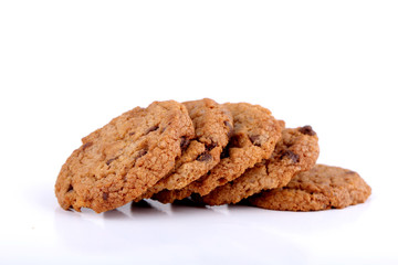 chocolate chip cookies on white