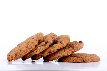 chocolate chip cookies on white