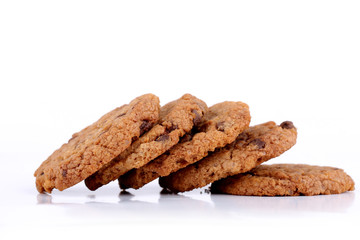 chocolate chip cookies on white
