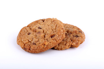 chocolate chip cookies on white