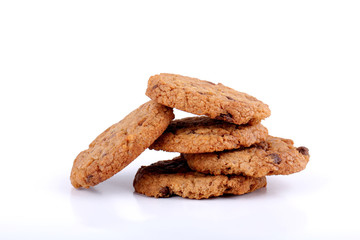chocolate chip cookies on white