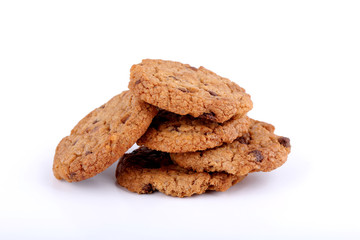 chocolate chip cookies on white