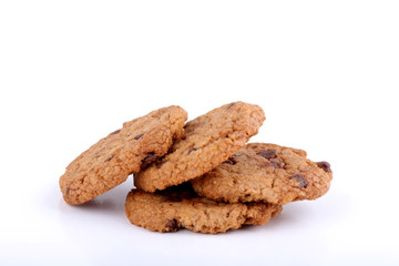 chocolate chip cookies on white