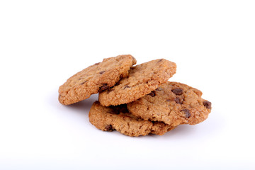 chocolate chip cookies on white