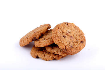chocolate chip cookies on white