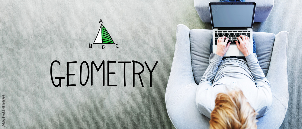 Wall mural geometry text with man