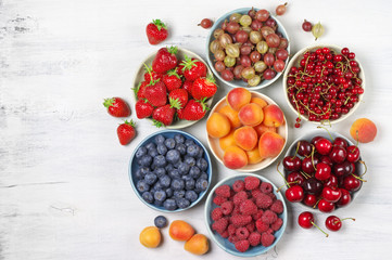 Various fruits in bowls