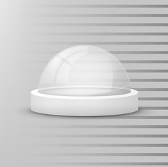 semicircle Glass transparent sphere to protect or show object, vector elements