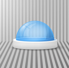 semicircle Glass transparent sphere to protect or show object, vector elements