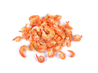 Dried shrimp on white background