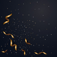 Abstract background with confetti gold and black collors place for text.